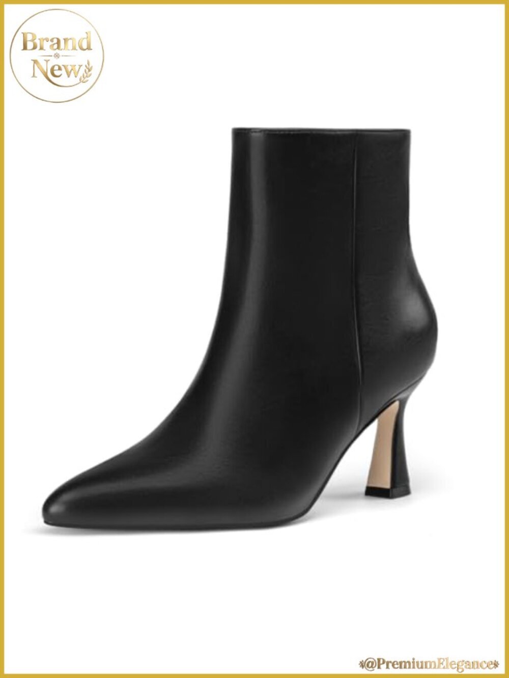 Women's Pointed Toe Stiletto High Heel Ankle Boots with Side Zippers, PU Leather